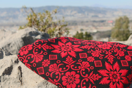 Red & Black Lightweight Woollen Khes