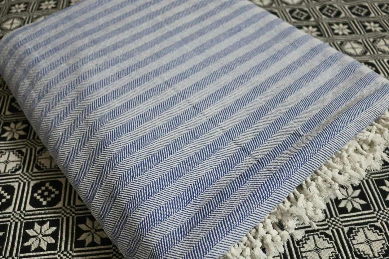 Sky Blue Herringbone Cotton Khes