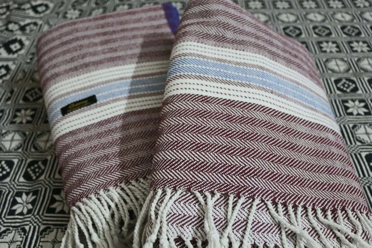 Maroon Herringbone Cotton Khes