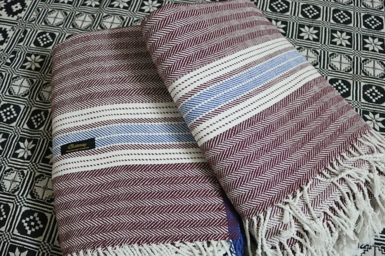 Maroon Herringbone Cotton Khes
