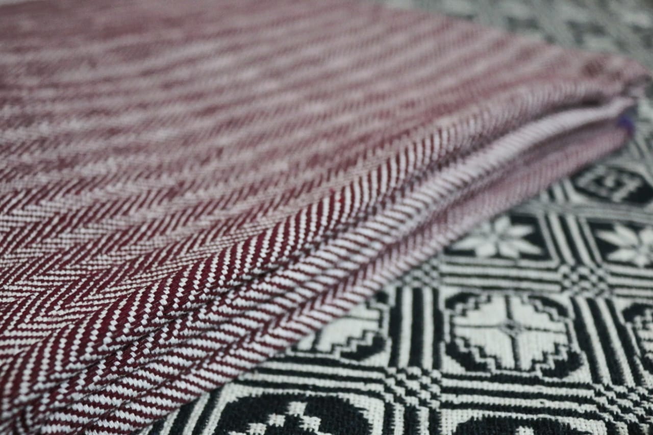 Maroon Herringbone Cotton Khes