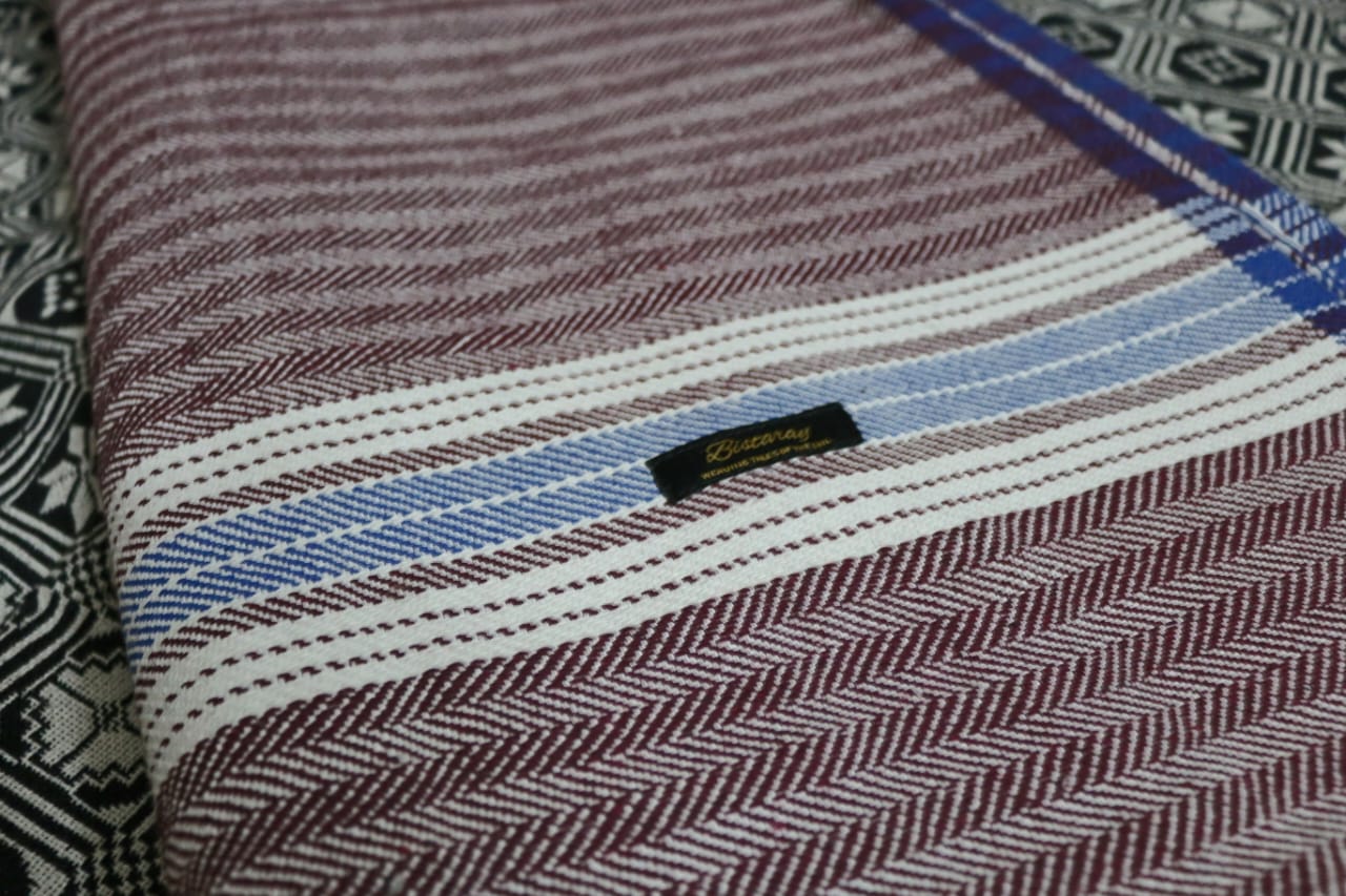Maroon Herringbone Cotton Khes