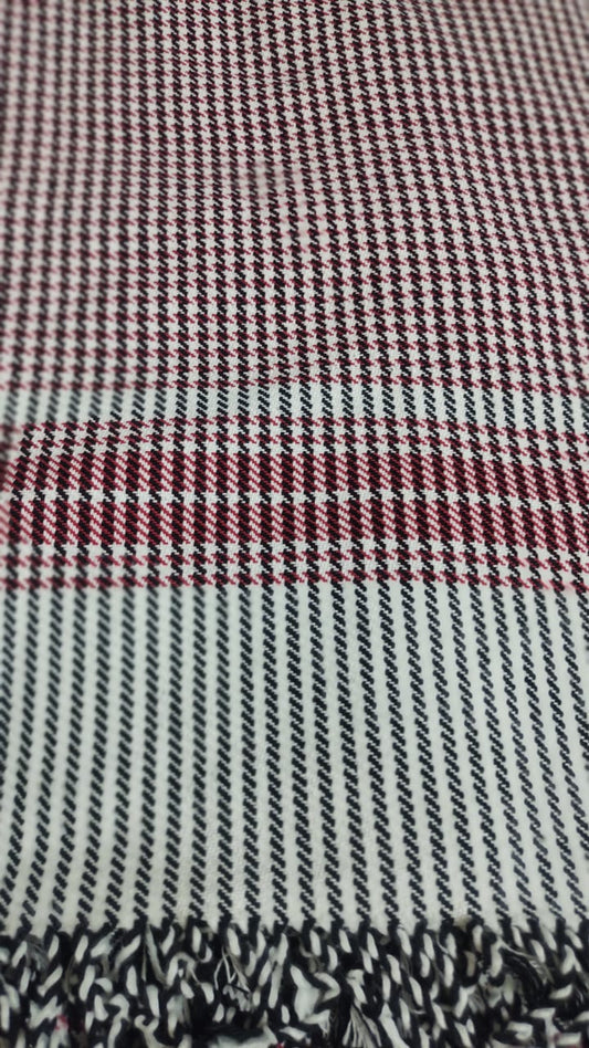 Red & White Cotton Houndstooth Khes