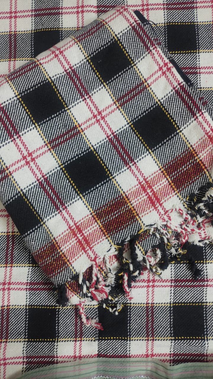 Black and White Tartan Plaid Cotton Khes