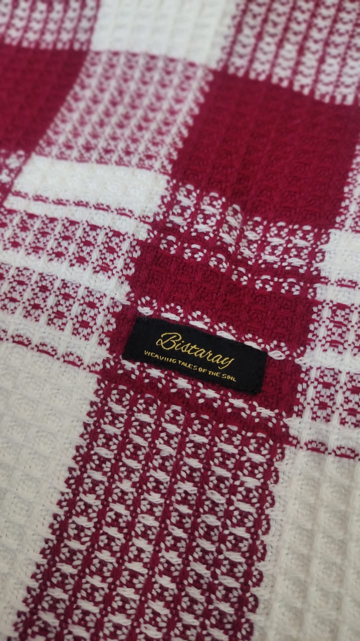 Maroon & White Woollen Khes