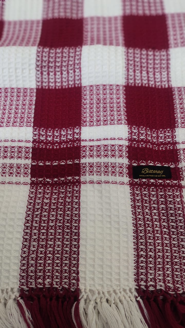 Maroon & White Woollen Khes