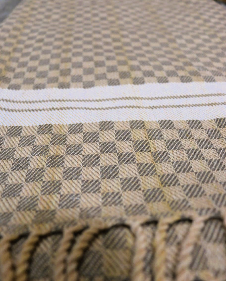 Cotton Khes - Khaaki Diamond Weave