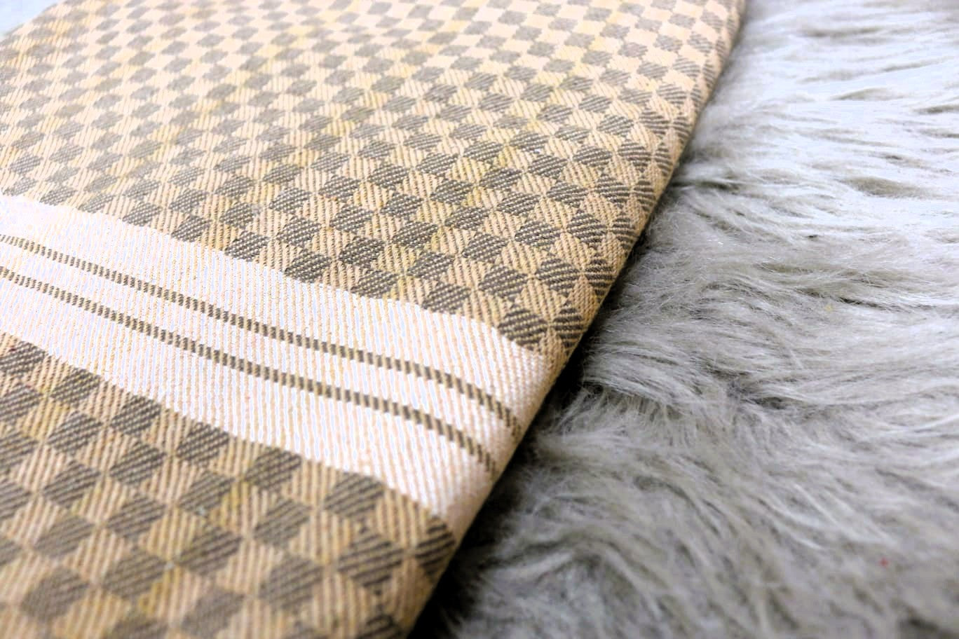 Cotton Khes - Khaaki Diamond Weave