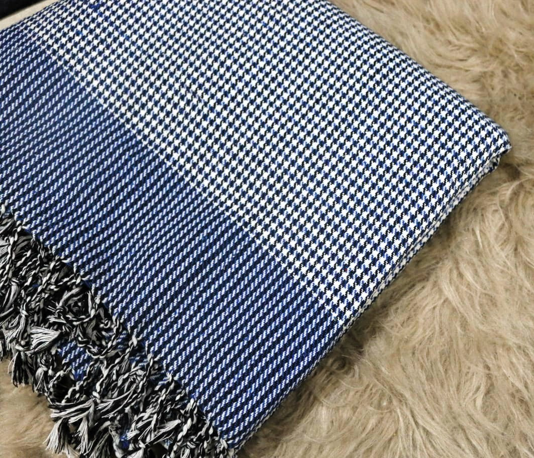 Cotton Khes - Blue Houndstooth