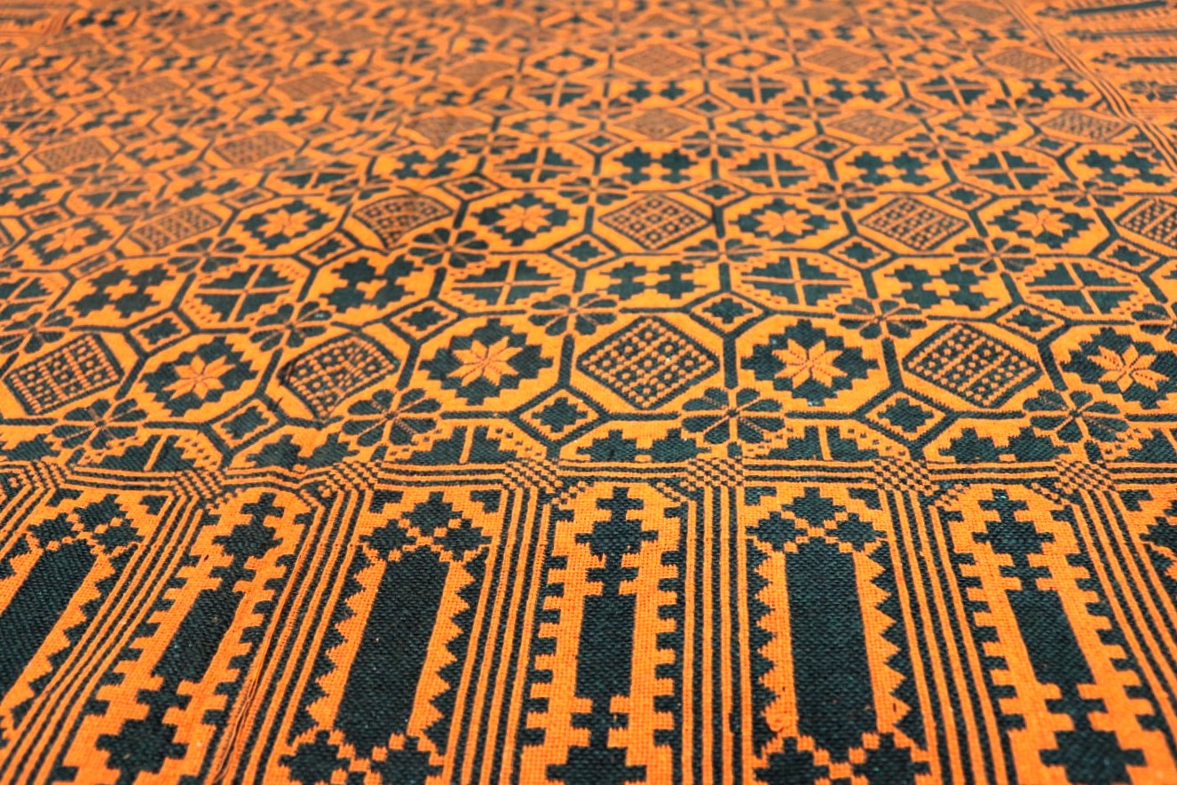 Tangerine & Dark green Majnu Khes (Badami Deora)