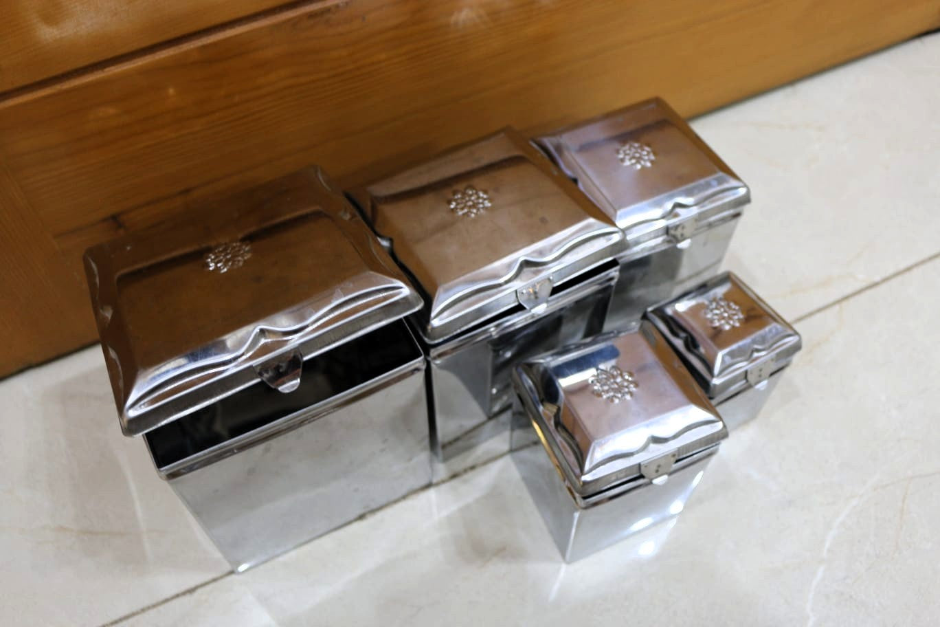Stainless Steel Storage Container Set (Square Boxes with Lids)