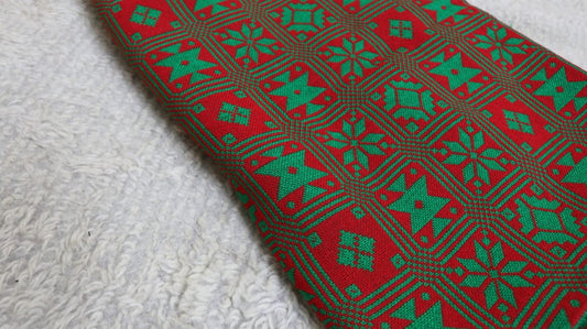 Red & Green Woollen Khes | Traditional Artisan Textile
