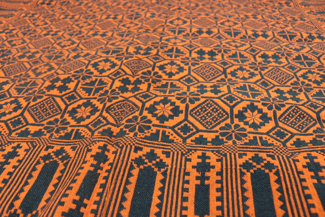 Close-up of orange and black patterned fabric