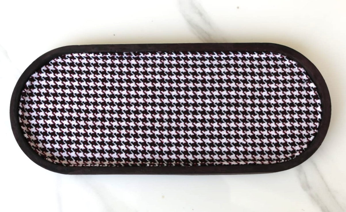 Houndstooth trinket tray - Maroon