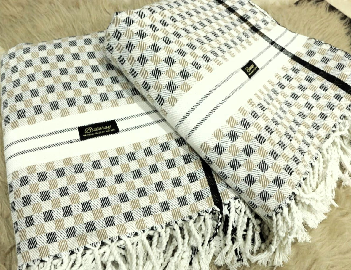 Brown Checkered Cotton Khes
