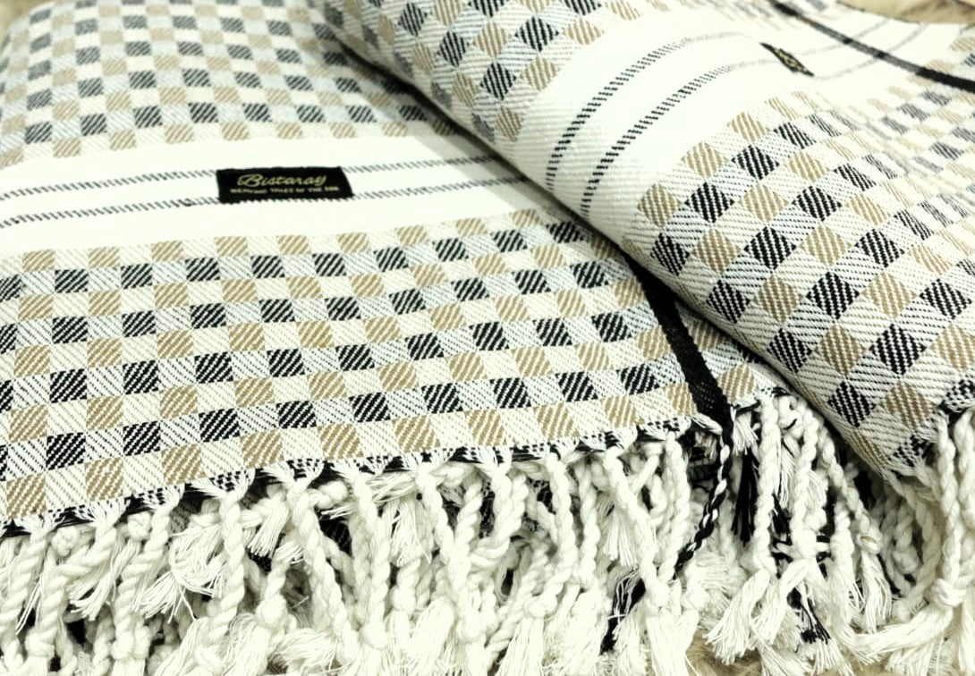 Brown Checkered Cotton Khes