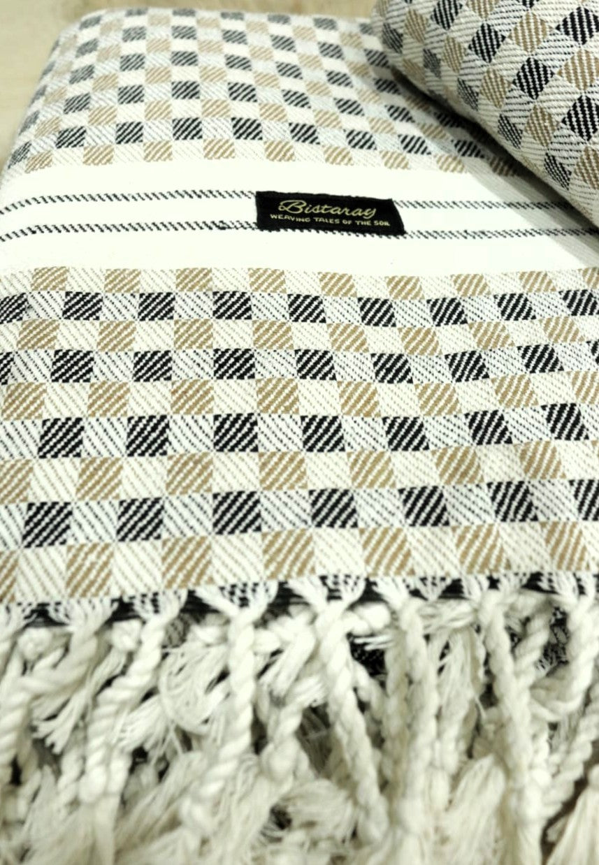 Brown Checkered Cotton Khes