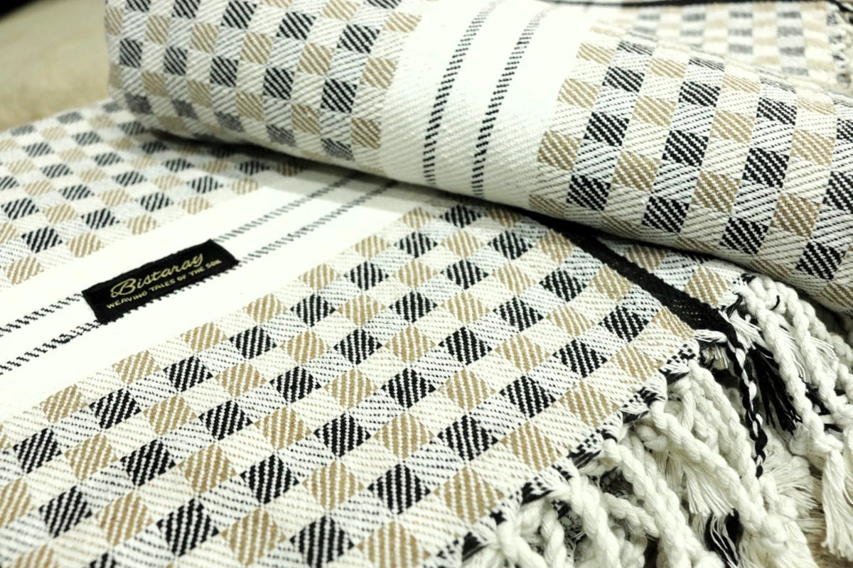Brown Checkered Cotton Khes