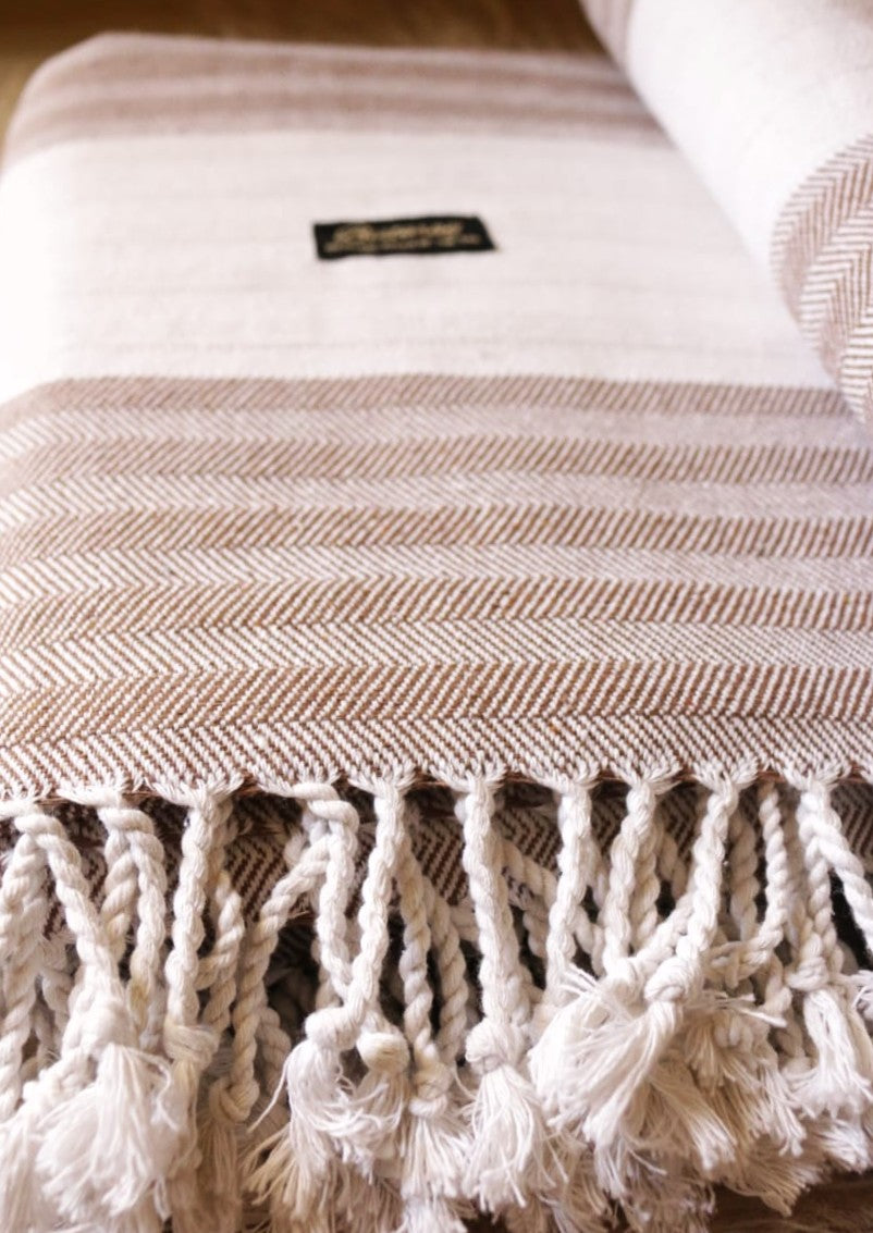 Brown Cotton Herringbone Khes
