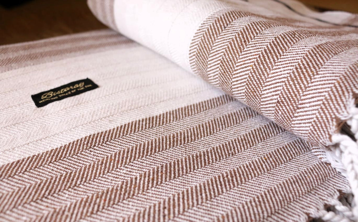 Brown Cotton Herringbone Khes