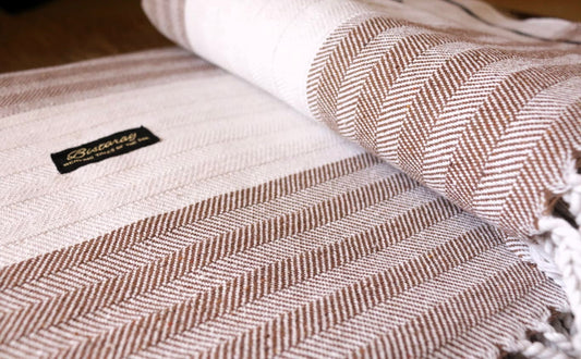 Brown Cotton Herringbone Khes