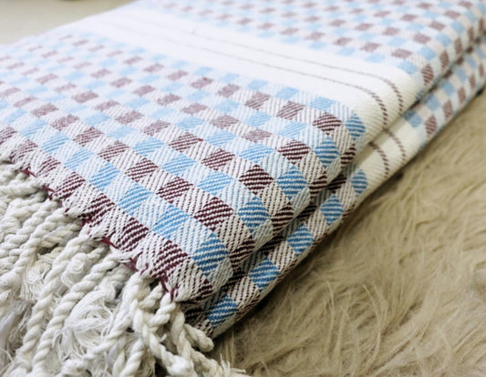 Sky blue & Brown Cotton Diamond Khes