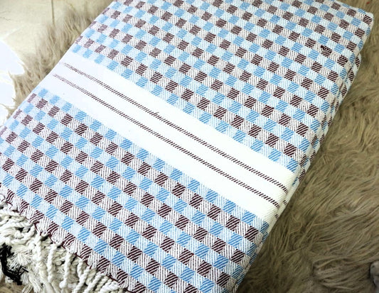 Sky blue & Brown Cotton Diamond Khes