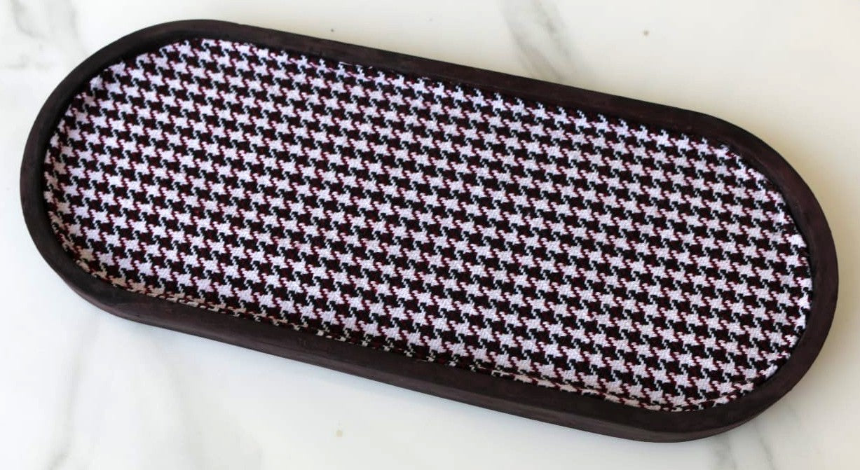 Houndstooth trinket tray - Maroon